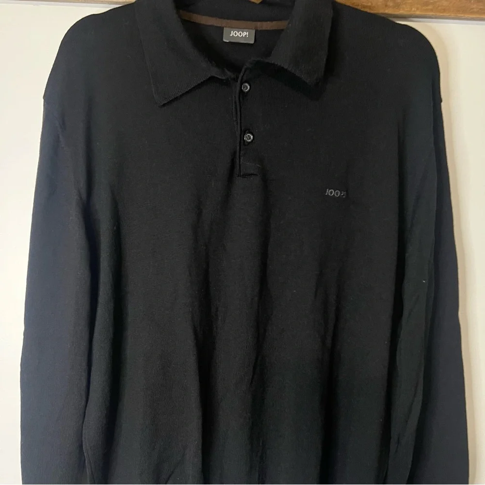 JOOP! 100% Virgin Wool Black Long Sleeve Luxury Polo Sweater Men’s EU 54 XL
